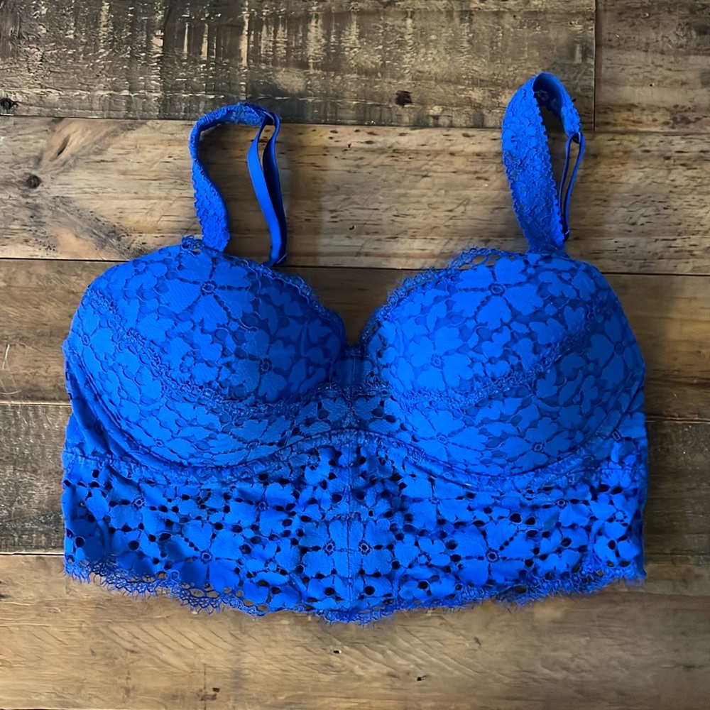 Victorias Secret PINK Bralette Blue Lace Push Up